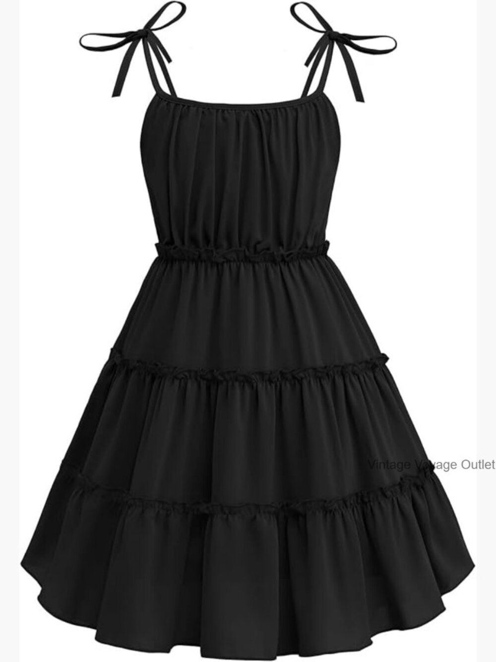 Girls Tiered Ruffle Cami Sundress Midi Summer Dress Spaghetti Strap - Picture 1 of 7